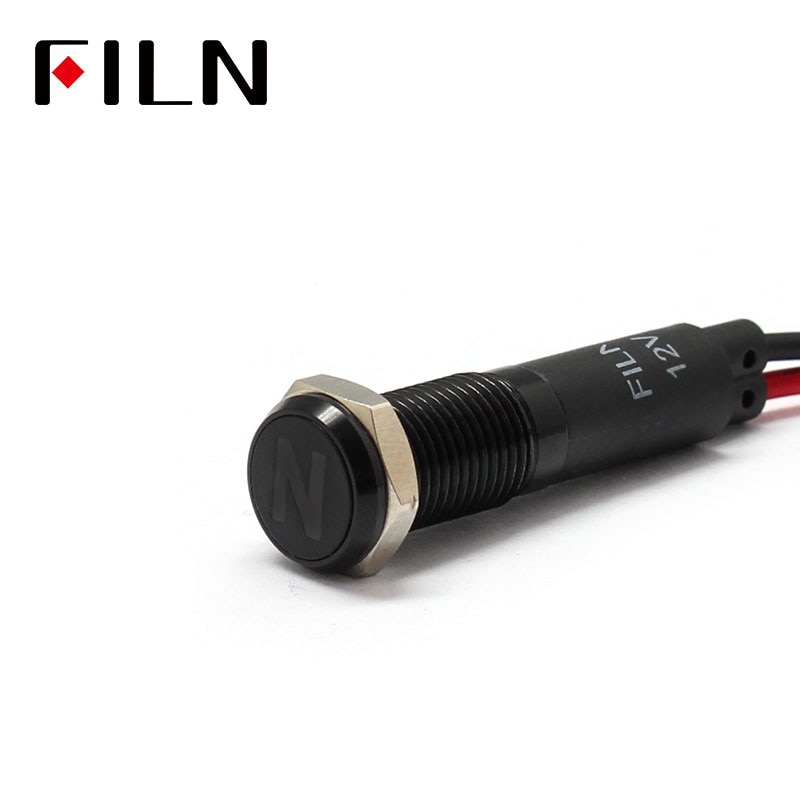 Filn 8mm bil instrumentbräda neutral mark symbol led röd gul vit blå grön 12v led indikatorlampa med 20cm kabel