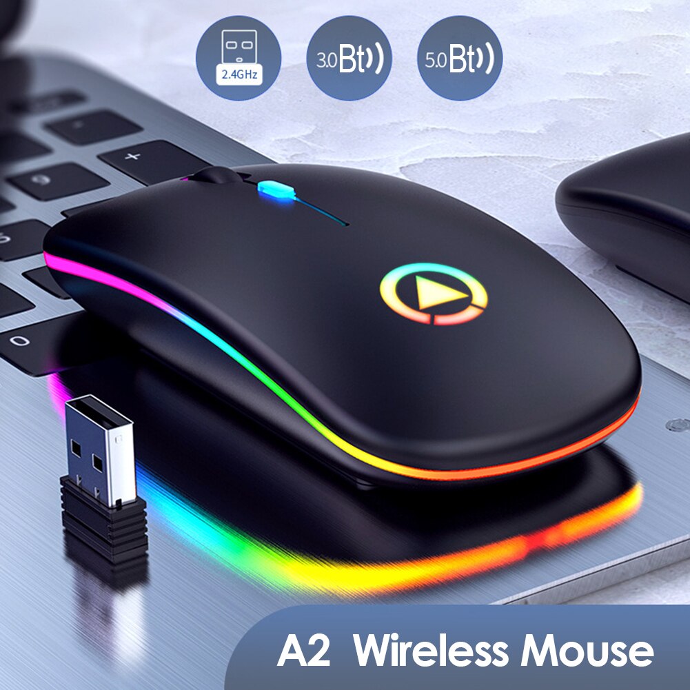 2,4 GHz RGB Drahtlose Maus Stille LED hinterleuchtet 1600DPI Ergonomische Maus USB Optische Wiederaufladbare Mäbenutzen Computer Maus Für PC Laptop