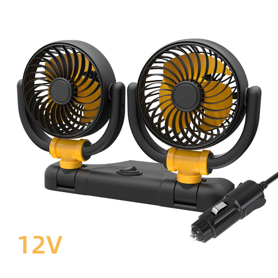 5V 12V 24V 360° Rotatable 2 Speeds Dual Heads Car SUV Truck BUS Van Mini Cooling Fan: WHITE