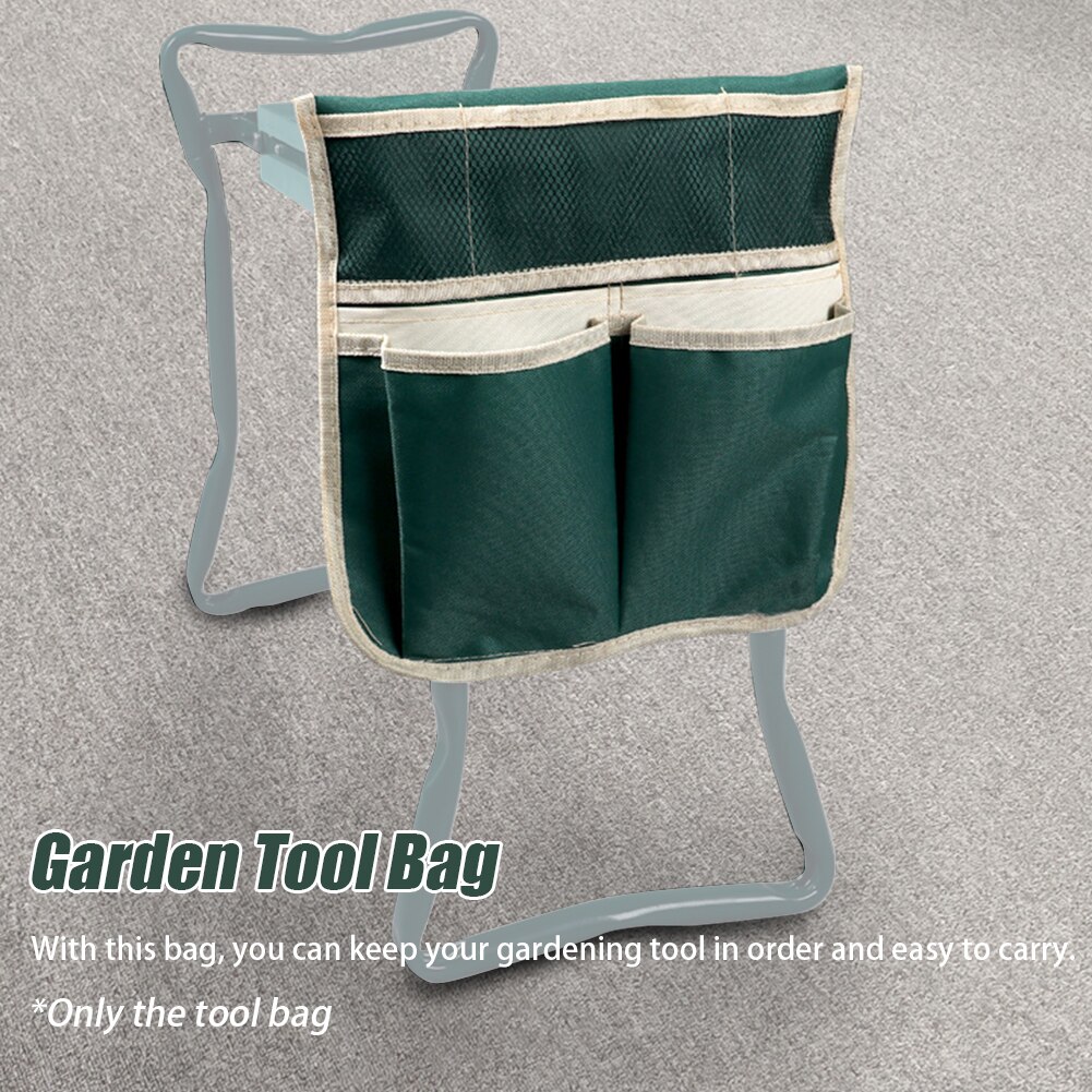 Banqueta de jardín lateral de asiento plegable, portátil, de gran capacidad, para amasar, bolsa de herramientas de jardín, resistente al aire libre