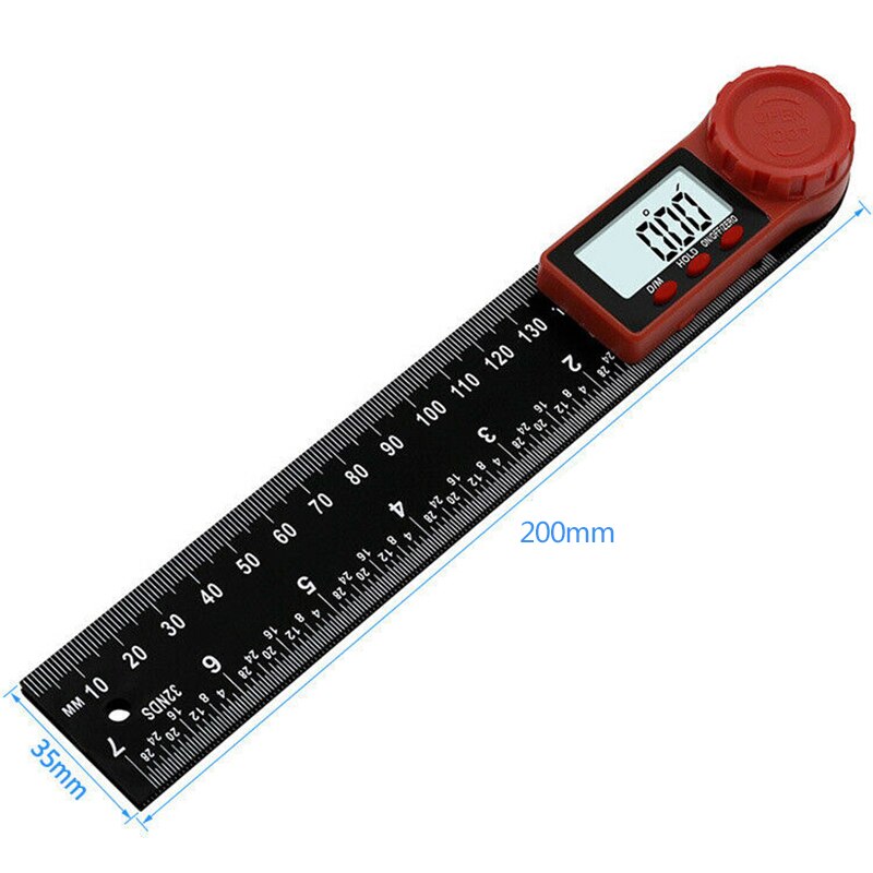 7In 200Mm 360 Degree 2 in 1 Digital Lcd Display Protractor Angle Finder Folding Ruler