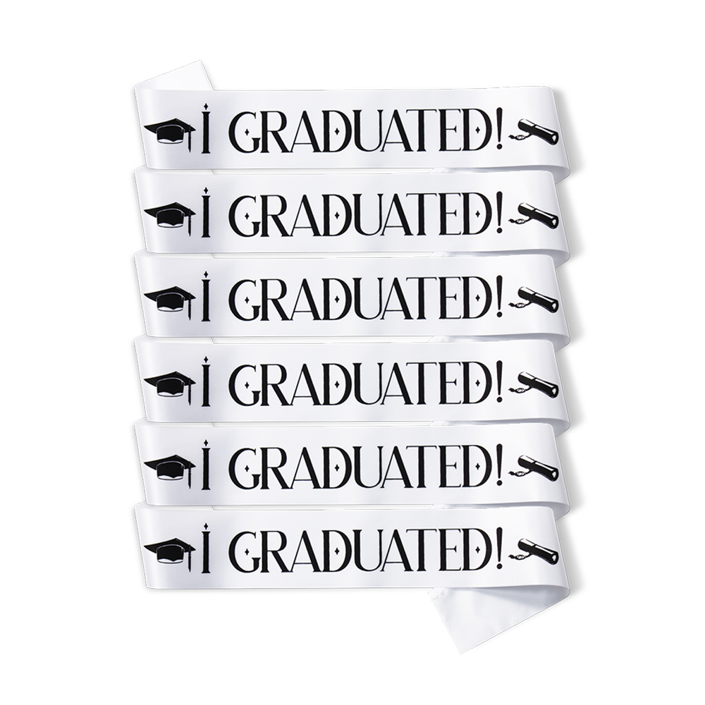 Set of 6 PCS Graduation Sashes I Graduated Sash Graduate Sash Graduation Party Decoration Photo Booth Props: White (A)