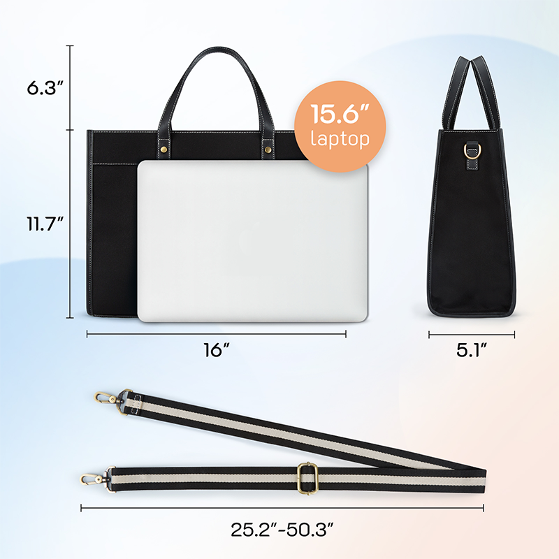 Missnine Tote Bag Canvas Laptoptas Reiskantoor College Handtas 15,6 inch Laptop Werkschoudertassen Casual aktetas