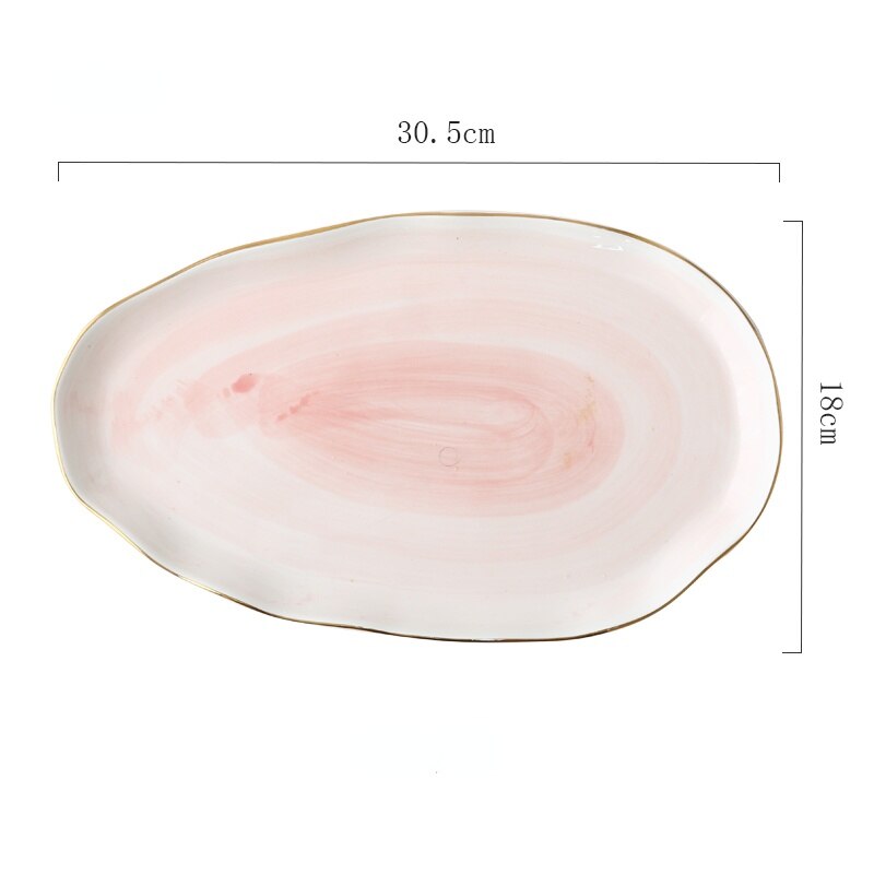 European Style Gold Rim Spot Ceramic Plate Rice Dish Fish Dish Steak Dish Western Dish Dessert Plate Tableware Set Decoration