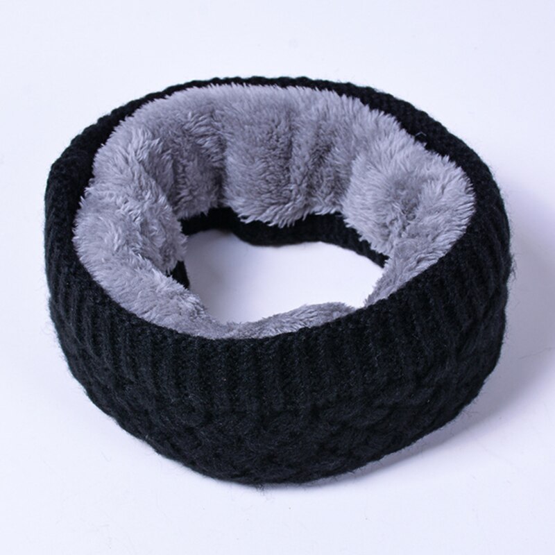 Winter Warm Scarf For Women Knitted Neck Scarves Rings Plush Children Men's Collar Ring Female Foulard Neckerchief: black