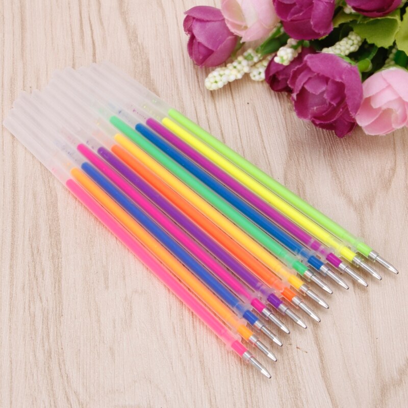 Metal 1 Set / 12 Pcs Gel Ink Pen Refills 12 Colors 0.38mm Marker Stationery School Supplies