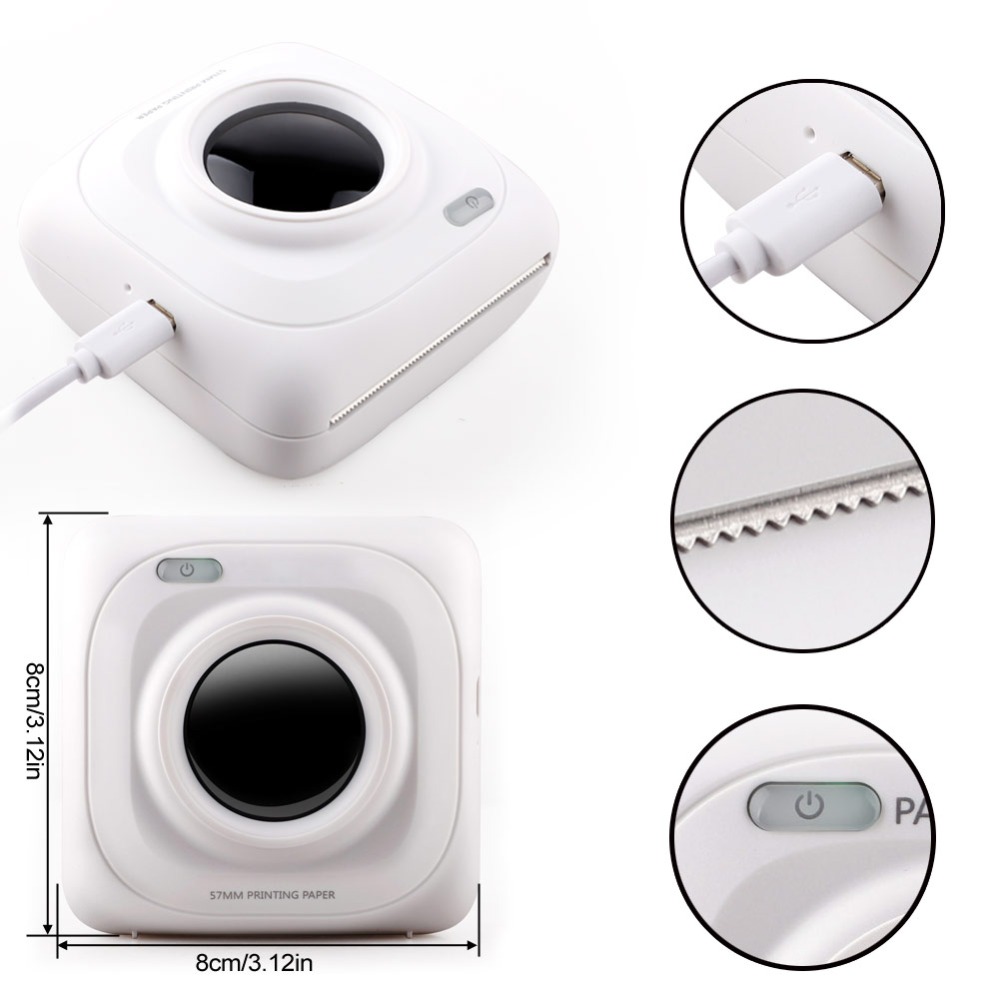 Mini Portable Wireless Connection Bluetooth Printer POS Thermal Picture Photo Ticker Printers for Android / IOS Phone