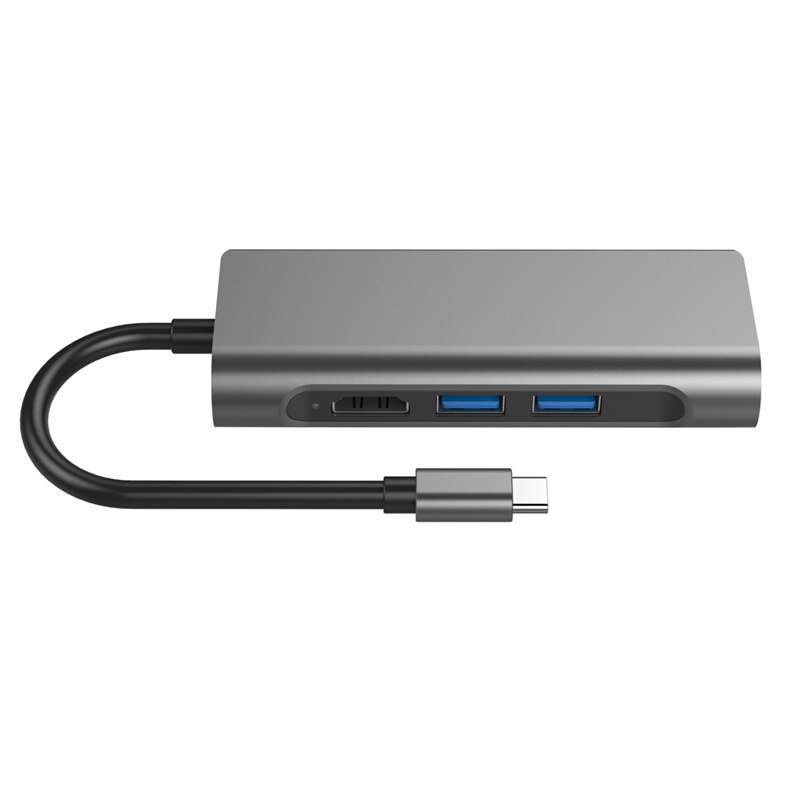 Usb c hub , 6- i -1 usb c adapter ,4k usb c til hdmi , 100w strøm, microsd/sd kortleser, (grå): Default Title