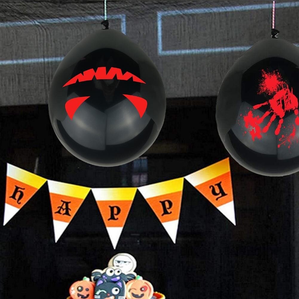 10 unids/set de globos de Serie de Halloween con letras negras sangrientas impresas, Calaveras, estampado a mano, globos para decoración de Halloween, sangre P Q0C4