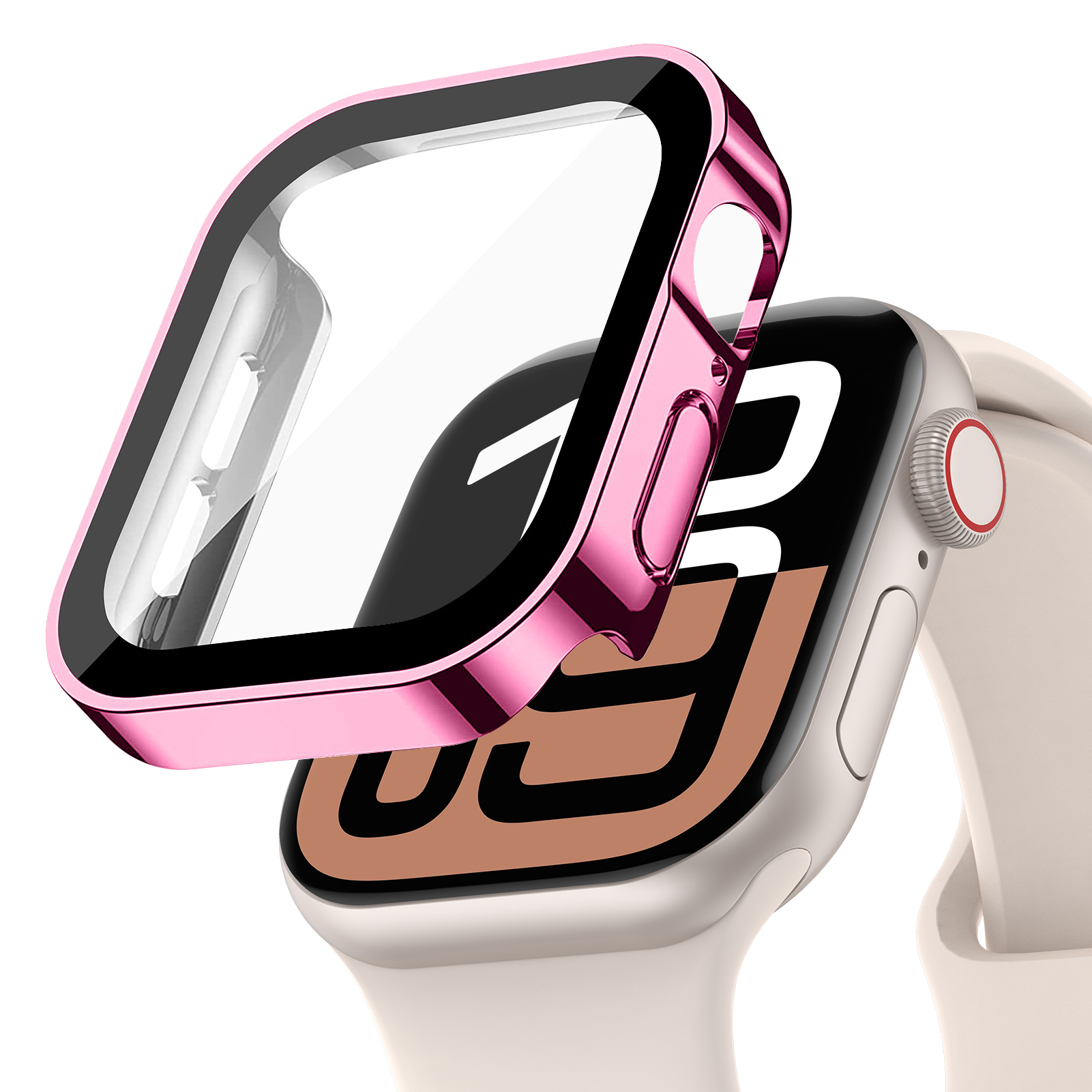 Waterproof Case for Apple Watch 10 46mm 42mm Accessories Straight Edge Screen Protector glass+Cover iWatch series 10 46 mm 42 mm: salmon / 2 - 3.9 Inches