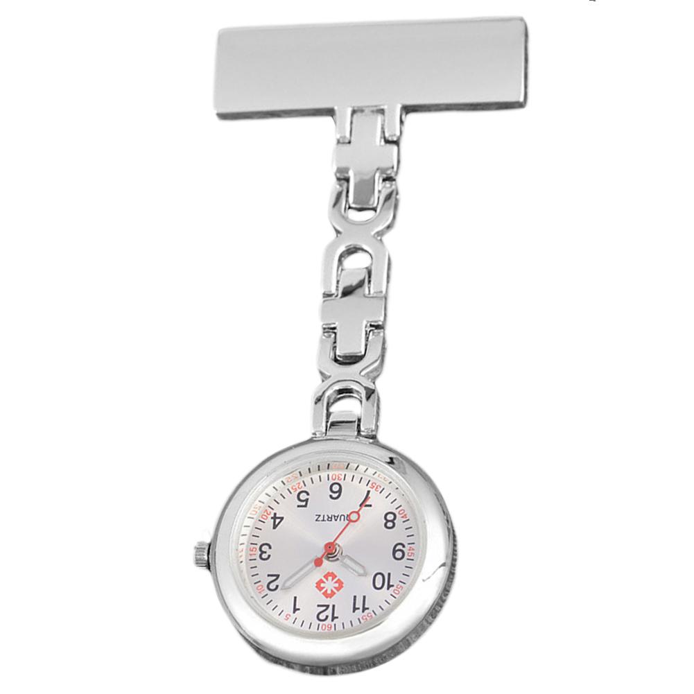 Montre de poche pour infirmières, avec cadran rond, pendentif à broche, Quartz, à la: Argent