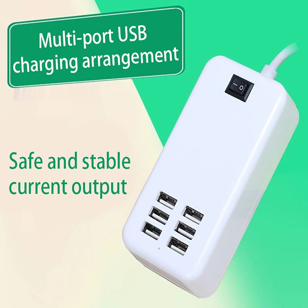 USB HUB 6 Ports Splitter With Switcher Power Adapter Desktop Wall Charging Extension Socket Outlet 5V AC EU US UK Plug