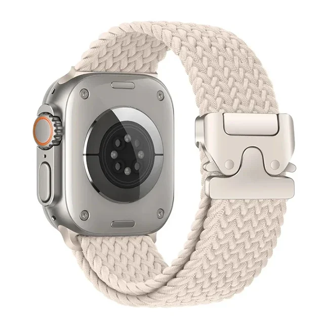Bracelet tressé pour Bracelets de montre Apple 40 mm 44mm 46mm 42mm 49mm 45mm 41mm 38mm Bracelet IWatch série 10 SE 9 8 7 6 Ultra 2 bandes: BLACK WHITE / 16mm