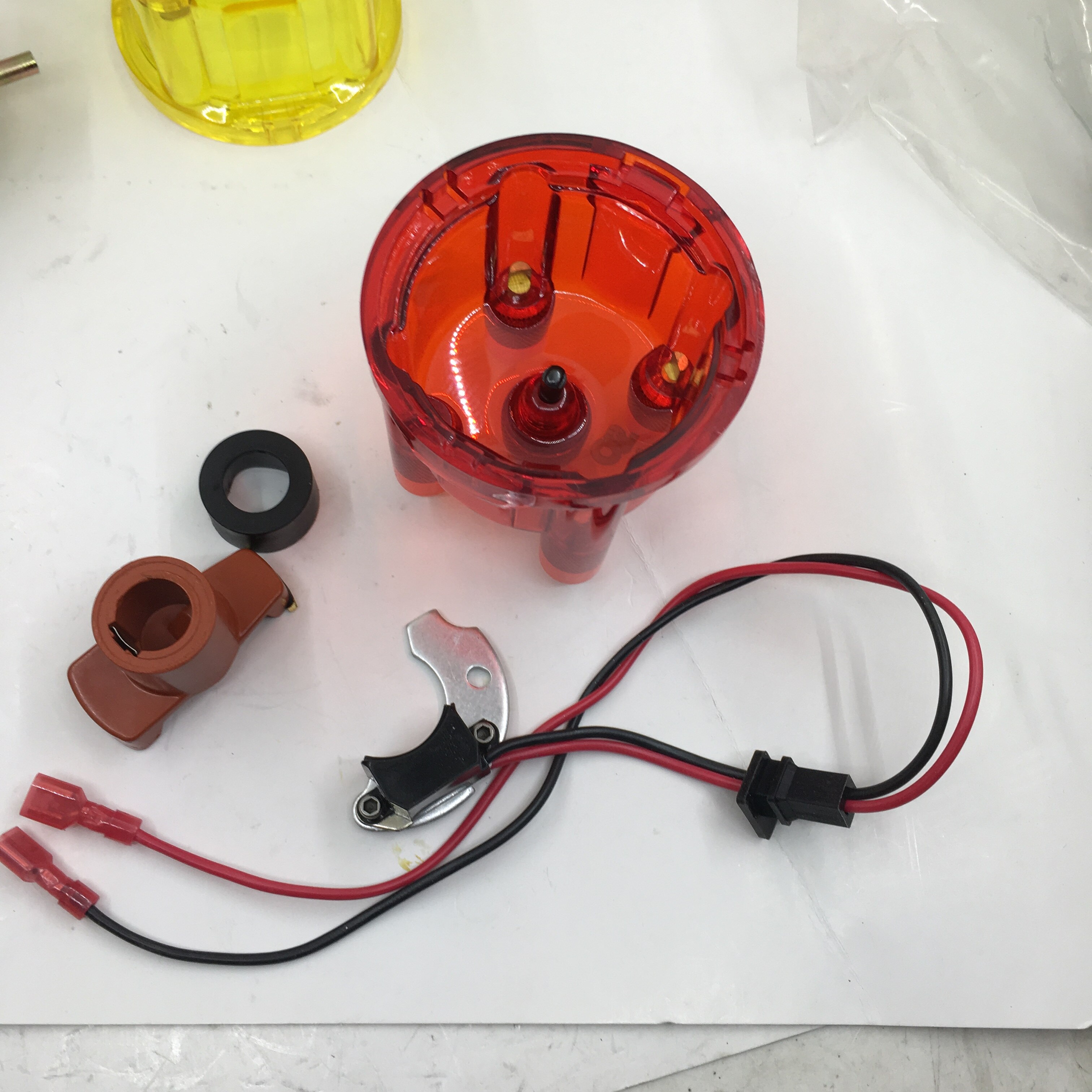Sherryberg Elektrische Elektronische Ontsteking Kit JFU4 + Distributeur Rode Kleur Cap &amp; Rotor Voor Ford Pinto Voor Bosch Distributeur Empi