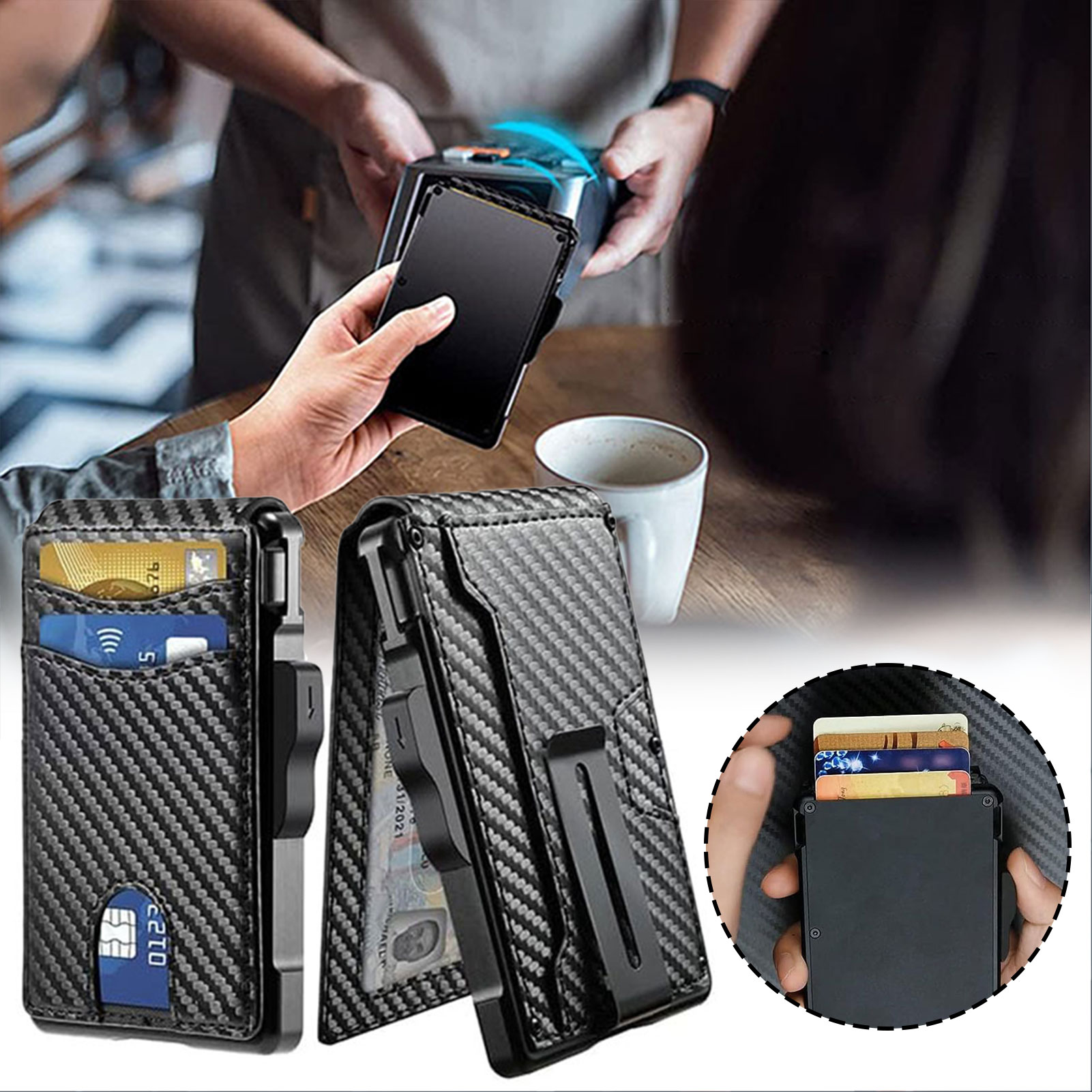 Anti RFID Credit Card Holder Wallets for Men Slim Thin Men Wallet Luxury Bank id Cardholder Case Minimalist Wallet Cartera Black