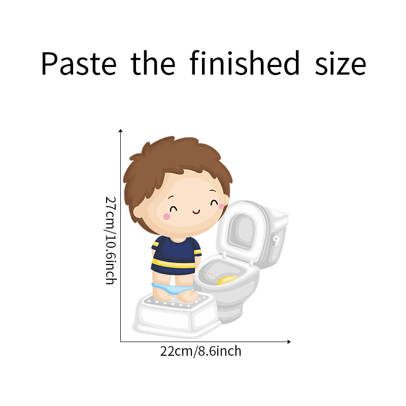 Cartoon Schattige Kleine Jongen Naar Het Toilet Gaan Kwekerij Wc Stickers Home Decoratie Muurstickers Zelfklevende: Default Title