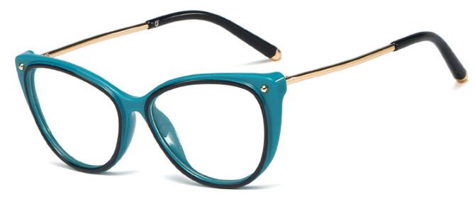Kvinder kat briller stel kvinder rød metal ben kvinde briller retro mærke brille stel  uv400: C6 grønne klare
