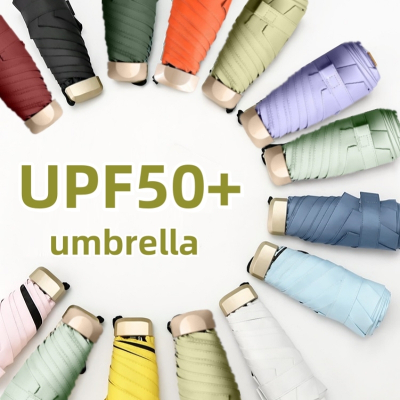 UPF50 + Mini sombrilla de bolsillo pequeño paraguas de viaje para la lluvia paraguas plegable de vinilo protección UV parasol de bolsillo cápsula