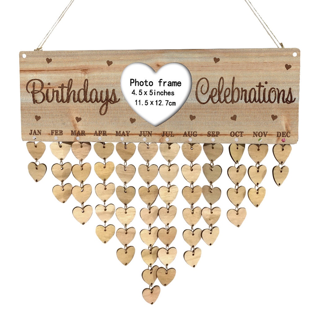 Advent Calendars Wood Birthday Reminder Board Plaque Sign Diy Calendar Photo Frame Message Board Christmas Decorations For Home