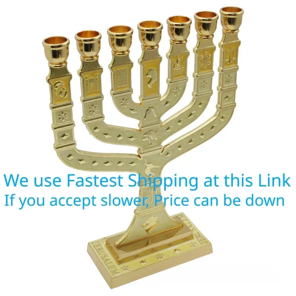 Jødisk 7- armet menorah ,7 ekstra stor lysestage judio lysestage, emblemet for jødedommen og israel lysestage