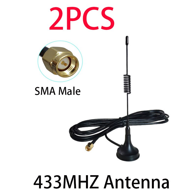 433Mhz Antenna 433 MHz 2pcs 5dbi antena GSM SMA Male Connector with Magnetic base IOT Ham Radio Signal Booster Wireless Repeater: 2PCS Male