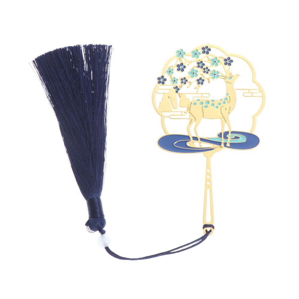 Chinese Style calligraphy and painting Bookmark Group Fan Book Clip Pagination Mark Metal Tassel Stationery School Office Supply: 18