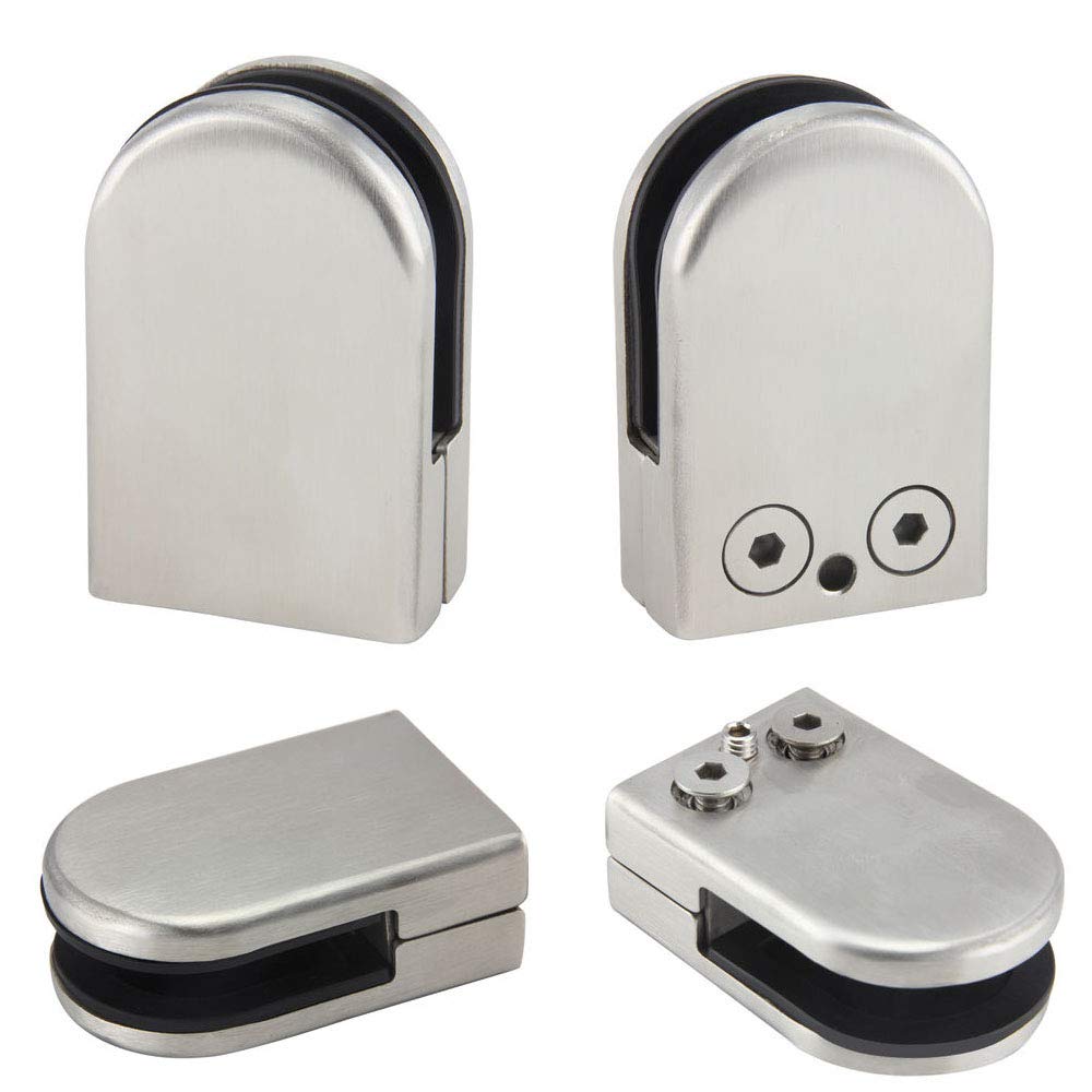 Pinces à verre rondes en acier inoxydable 304, 4 pièces, support de verre réglable, à dos plat pour Balustrade, 10 12 15mm