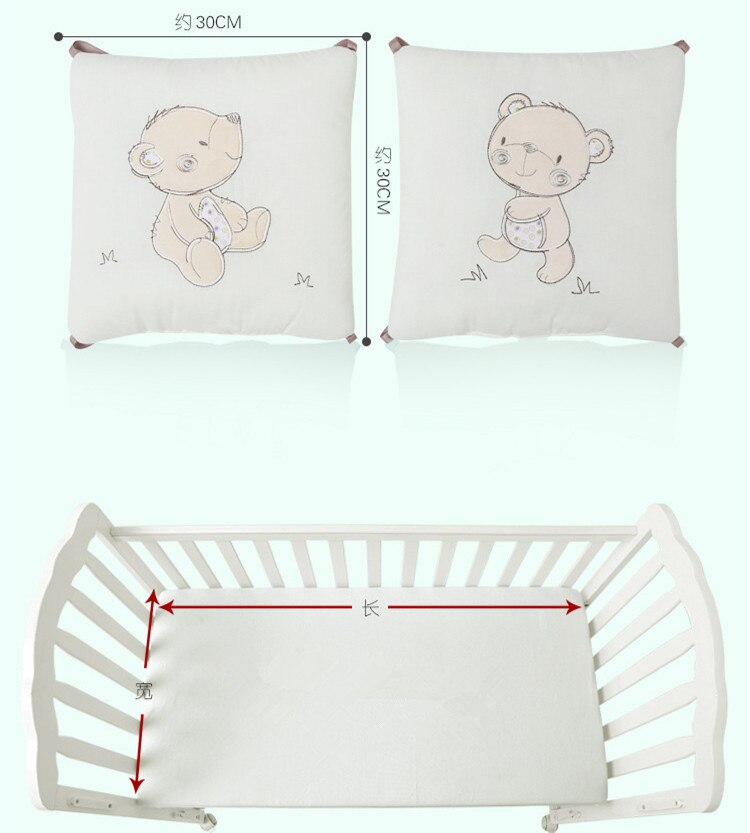 6pz 30*30 centimetri di Velluto Culla Protezione 100% Del bambino Del Cotone Del Respingente Del Neonato per Bambini Presepe impostato di Biancheria Da Letto Del bambino Culla impostato a Metà Intorno
