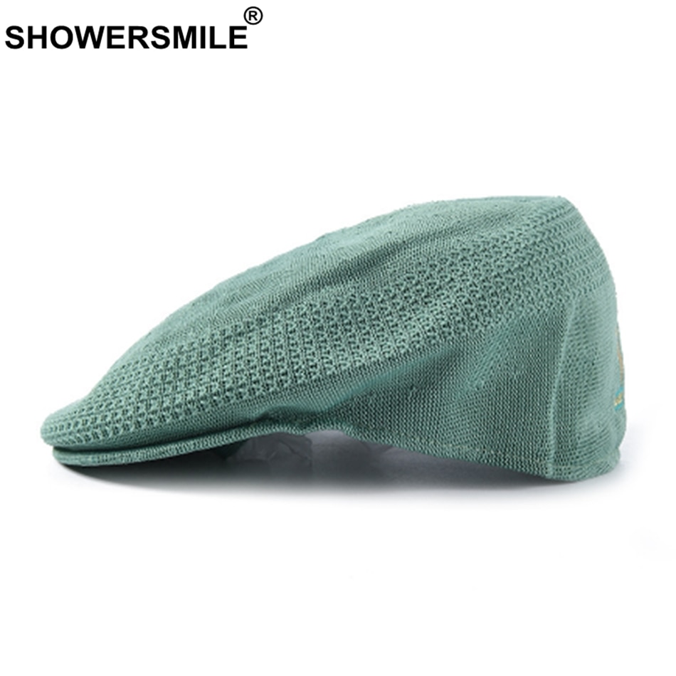 Gorra SHOWERSMILE, Boina Verde para mujer, sombrero tejido de artista, gorra plana bordada de verano para mujer, sombreros coloridos de pintor de de