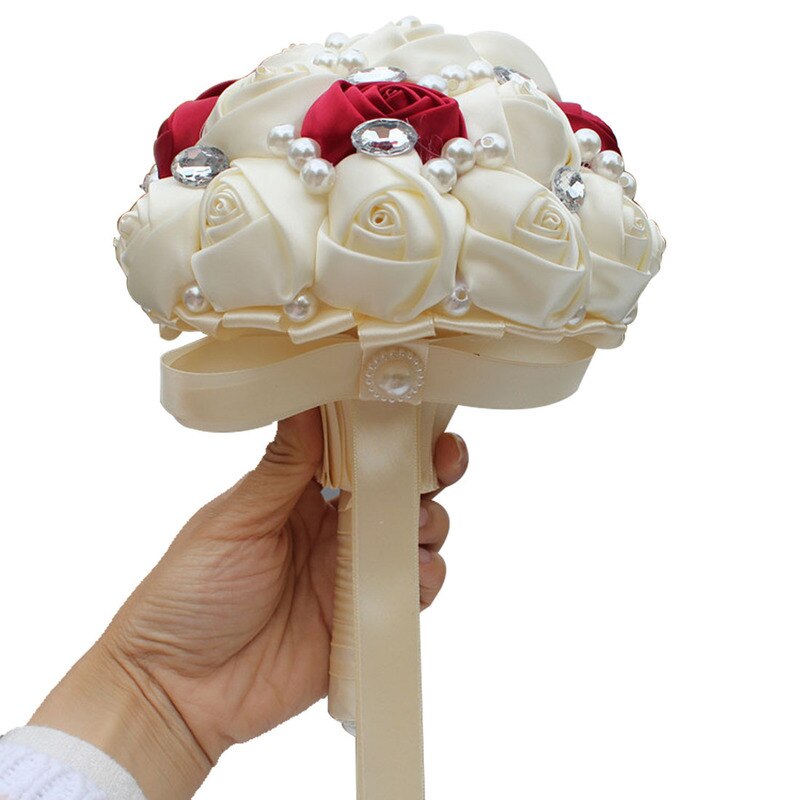 Brudebuket bryllupsbuket mariage kunstig bryllupsbuket kunstig elfenben rose bryllup blomst de mariage