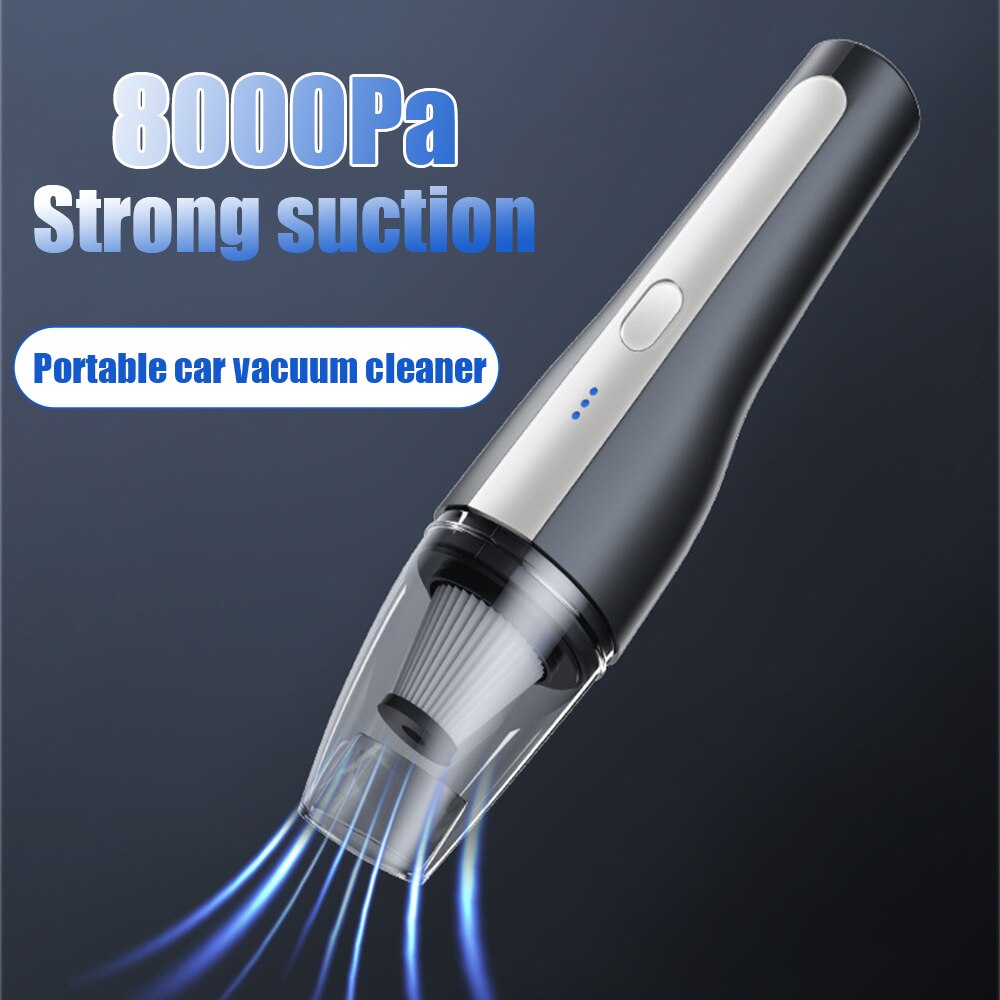 Portable Wireless Car Vacuum 120W Rechargeable 8000PA Powerful Cyclone Suction Portable Handheld Small Pet Hair Cleaning Vacuum