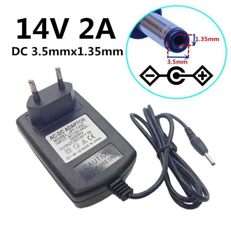 Adaptateur convertisseur d'alimentation 14v 2a 3.5mm*1.35mm ac 100-240v à commutation cc 220v to 14 volts prise us ue uk au