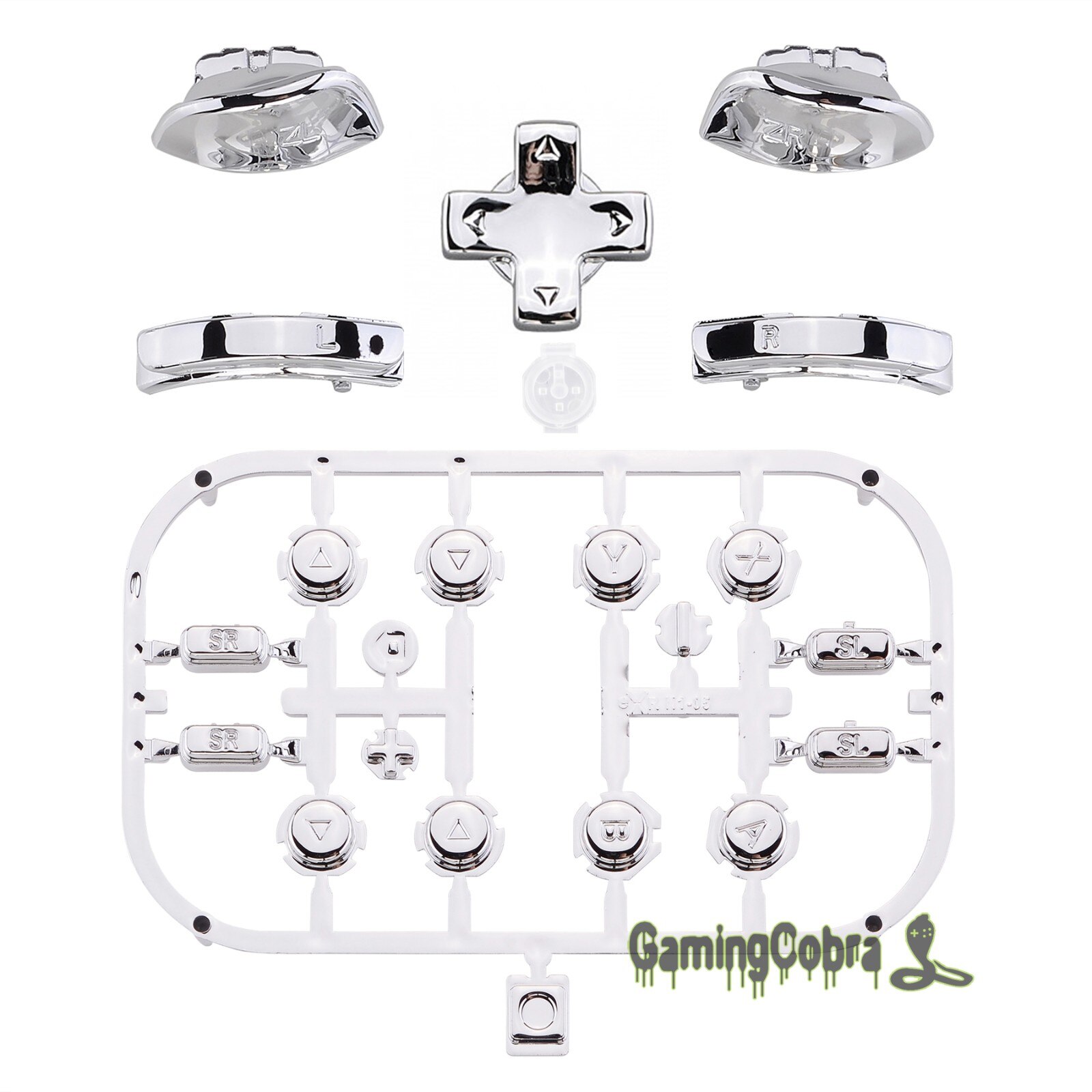 EXtremeRate Chrom Silber Dpad ABXY Tasten SR SL L R ZR ZL Abzug Tasten Federn voll einstellen Fix Bausätze für NS Schalter &Ampere; OLED Joycon