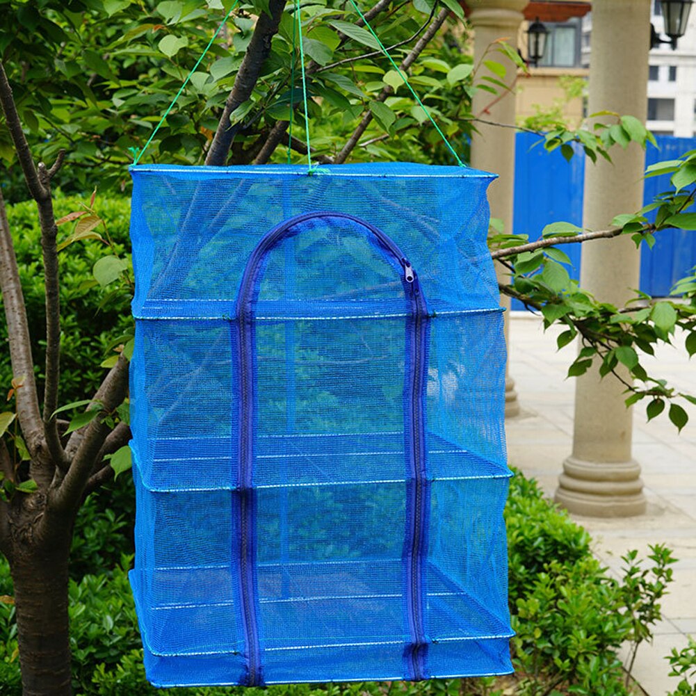 Foldable 3 Layers Drying Fishing Net Rack Hanging Vegetable Fish Dishes Dryer PE Hanger Fish Fishing Net Fishing Tackle
