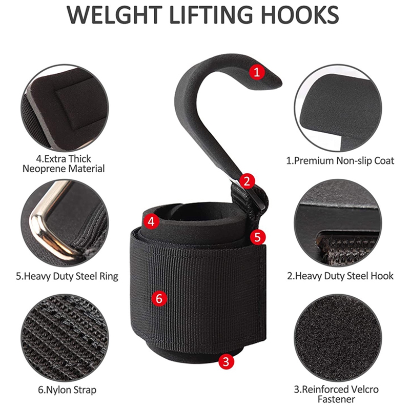 Weight Lifting Hook Grips With Wrist Wraps Hand-Bar Wrist Strap Gym Fitness Hook Weight Strap Pull-Ups