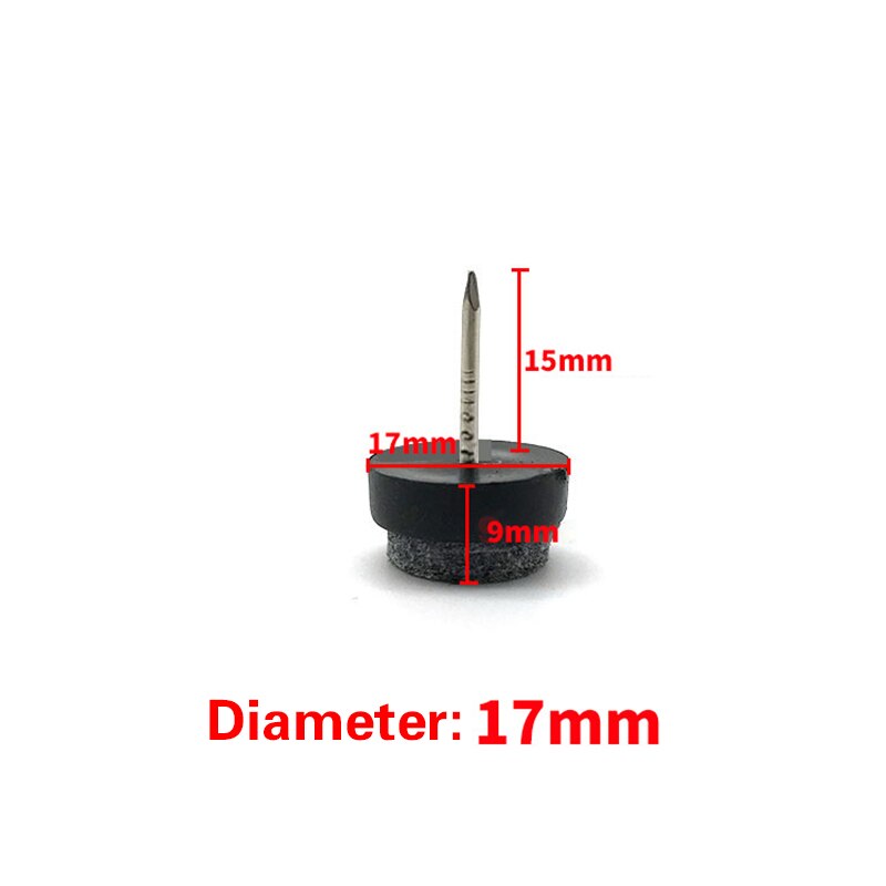 30Pcs Stoel Tafel Meubilair Been Bodem Voeten Nail Protectors Antislip Houten Vloer Protector Vilt Mat Pad nail: 17mm Black