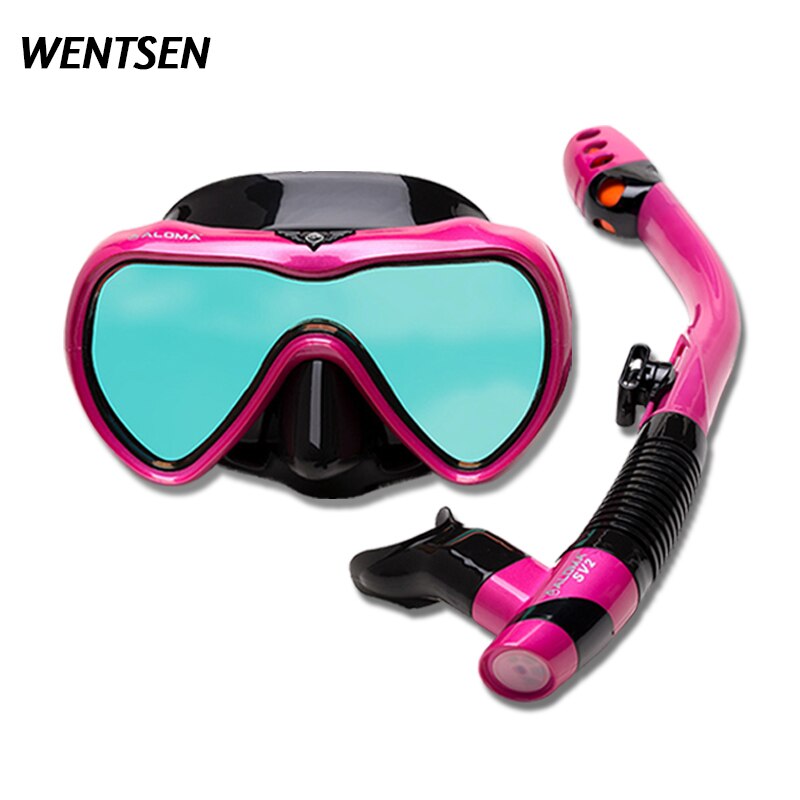 Professionele Onderwater Duikbril Bril Vrouwen Man Apparatuur Bril Scuba Volledige Gezicht Kits Voor Snorkelen En Deepscuba: Rose red
