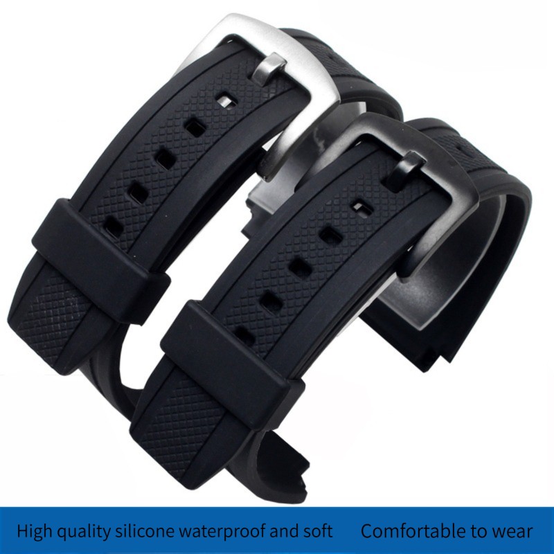 Silicone Rubber Sports Watch Strap For Casio 5119 Edifice EF-552 Watchband EF-552D-1A Men's Bracelet Stainless Buckle Black 20mm
