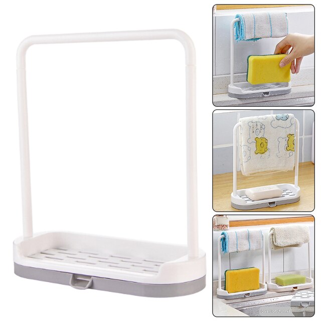 Kitchen Sink Countertops Clean Rag Rack Plastic Drain Wipes Sponge Racks Scouring Pad Storage Rack Cosmetics Storage Rack: gray