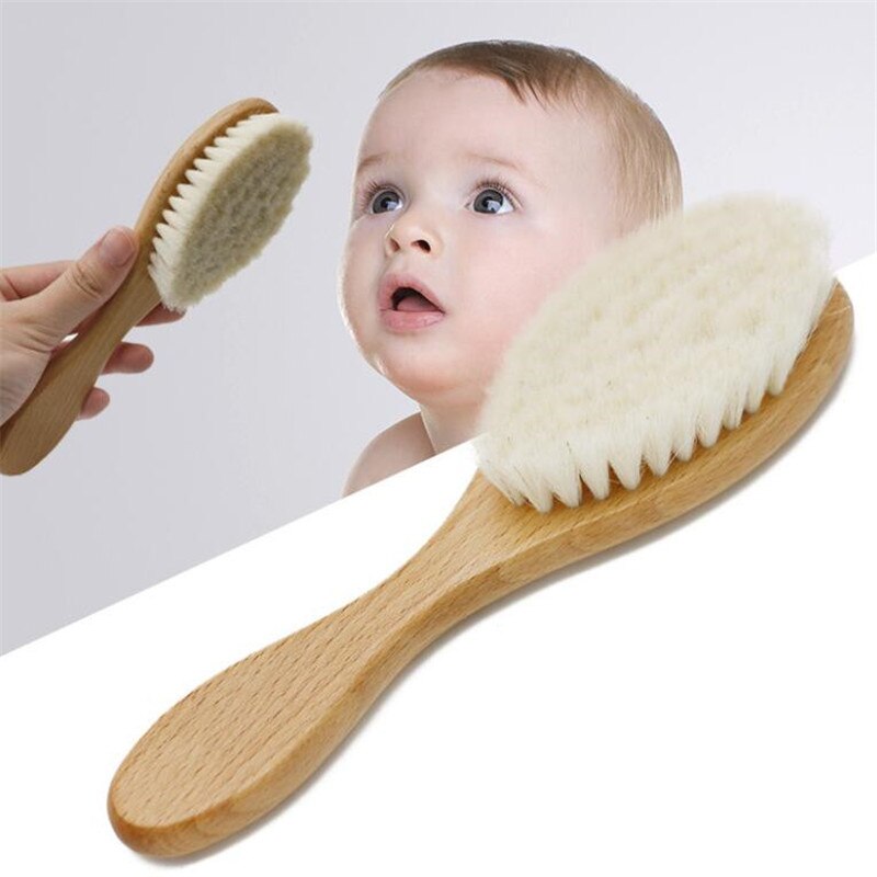 Baby Hair Wooden Brush Care Pure Natural Wool Baby Comb Brush Baby Hairbrush Newborn Brush Infant Comb Head Massager