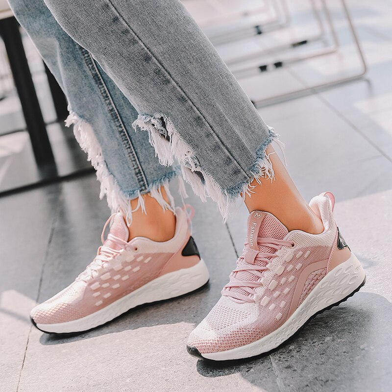 Løbesko kvinde spring mesh sportssko lette gymnastiksko sommer indendørs lejligheder sneakers hvide sko