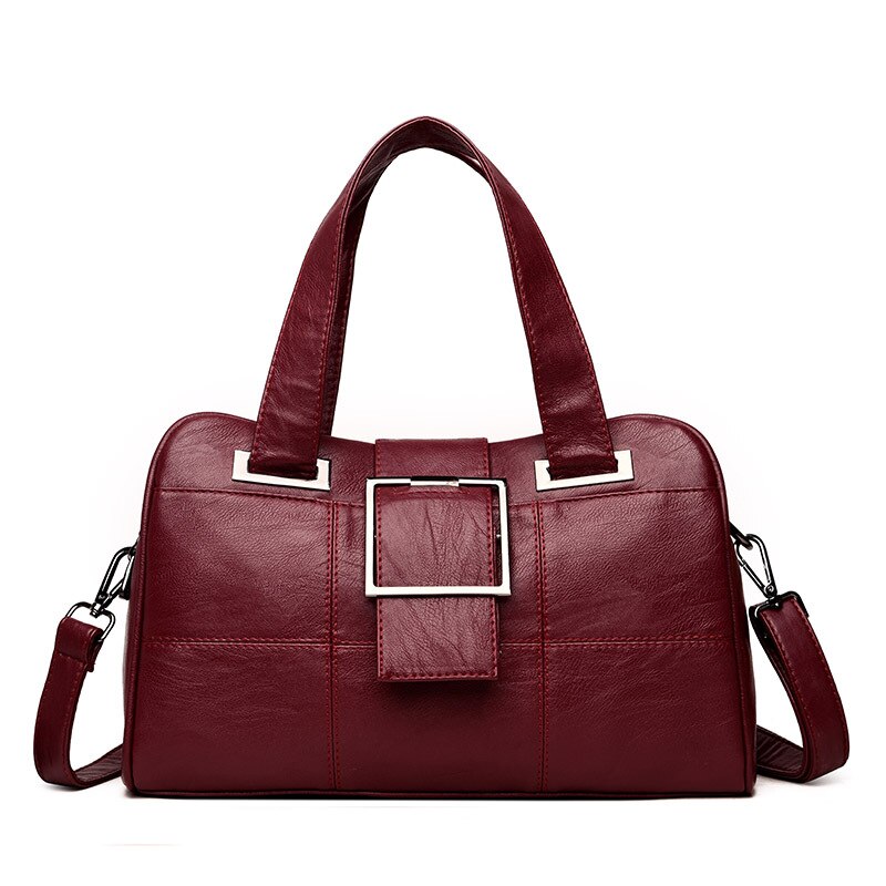 neue Feste Frauen Handtaschen PU Leder Frauen Schulter Taschen Berühmte Damen Umhängetaschen: wine red