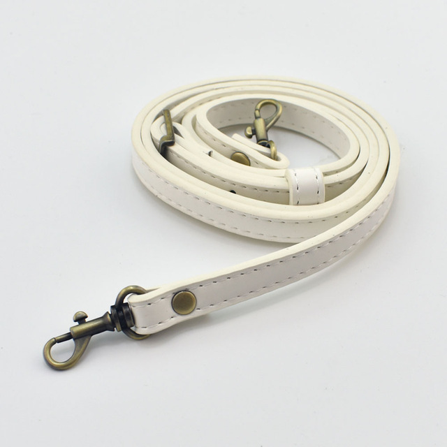 1.2cm Width PU Leather Bag Strap Shoulder Bag Adjustable Band Handle For Handbag Long Belt DIY Accessories Black KZ0012: White-Brushed buckle