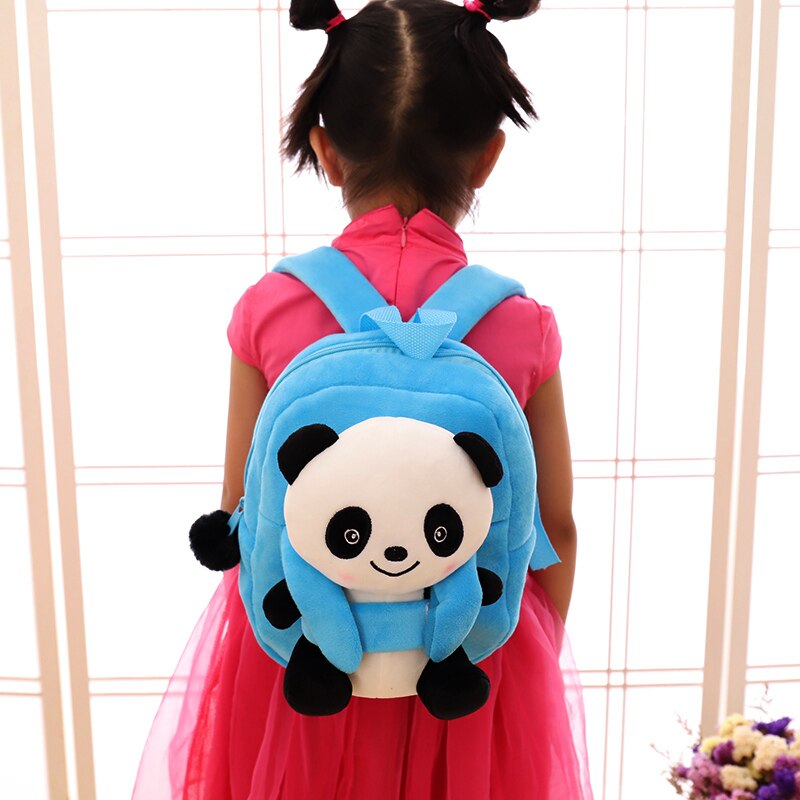Söta tecknade barn plysch panda ryggsäck leksak mini skolväska barn dagis pojke flicka baby studentväskor söt mochila