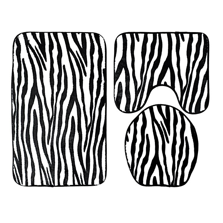3 pcs Set Tiger Skin Leopard Print Bathroom Mat Set Toilet Cover Flannel Soft Seat Lid Cover Pedestal Rug Carpet: 3