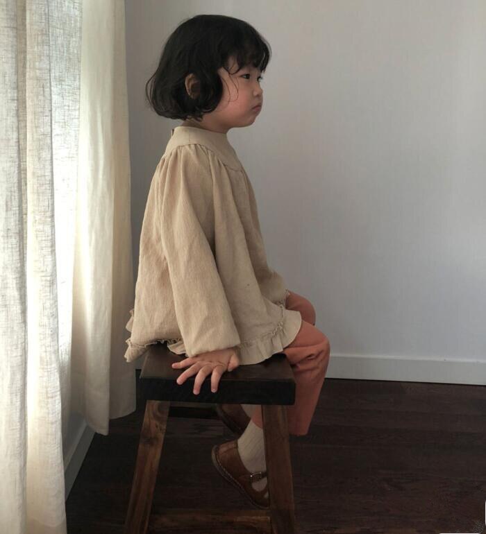 Girls Hem Lace Long Sleeve Cute Versatile Tops T-shirt girls long sleeve tops