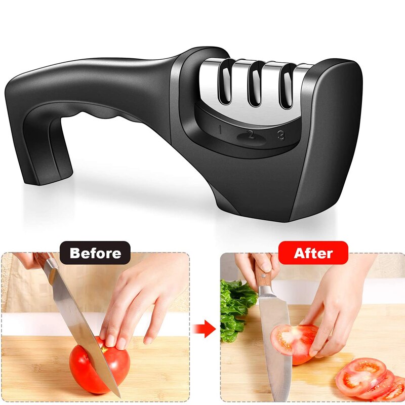 Knivsliper 3 trinn diamant keramisk slipestein kjøkkenknivsliper kvern whetston med sklisikker