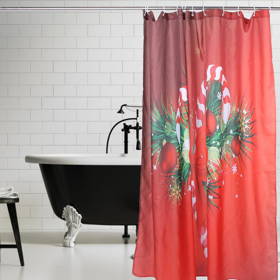 Kerst Patroon Douchegordijn Polyester Waterdicht Baden Gordijnen met 12 haken Set Badkamer Decor