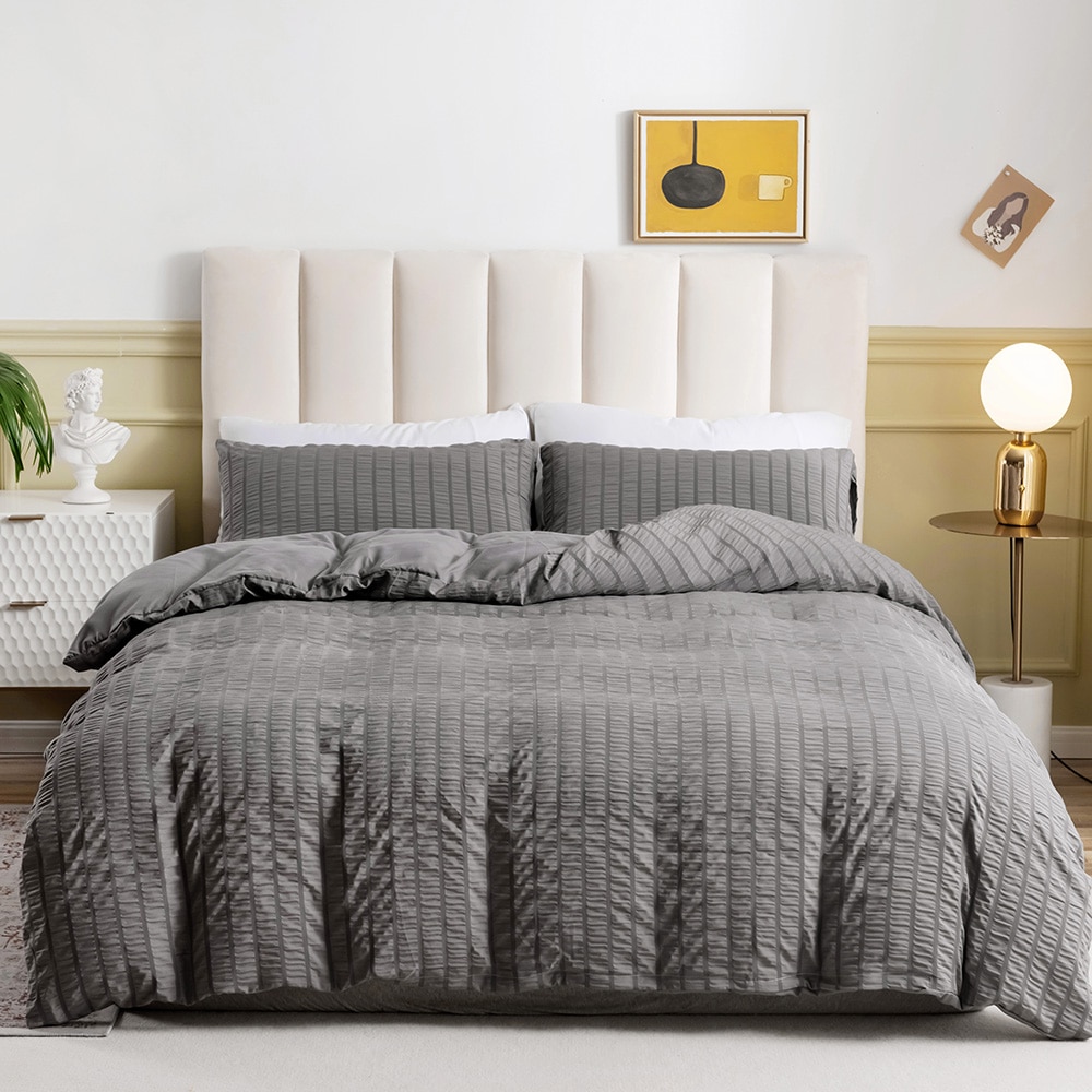 Stripe Series Bedding Set White Grey Duvet Cover Pillowcase Twin Full Queen King Home Textiles Bed Set Bedclothes: Color 2 / 3pcs Set 220x240cm
