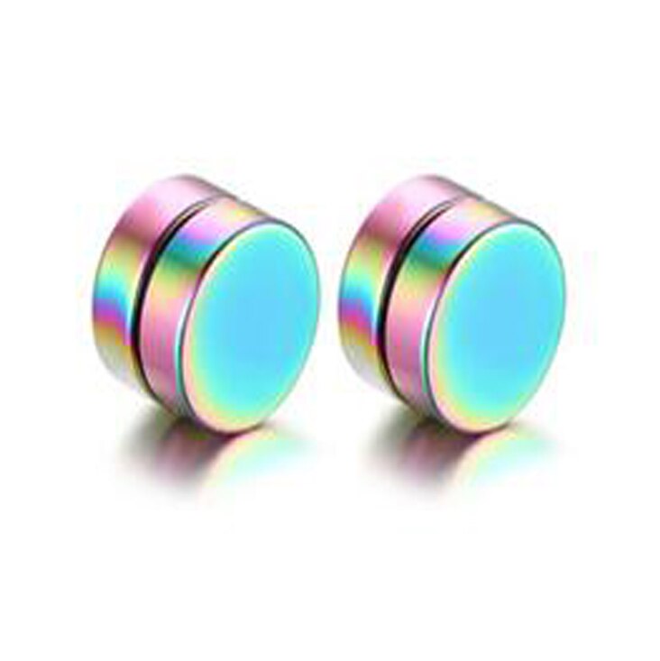 Magnetische Ronde Clip Oorbellen Voor Mannen Jongen 316l Rvs Magneet Earing Sieraden Niet Nodig Gehoorgang: colorful clip earrin